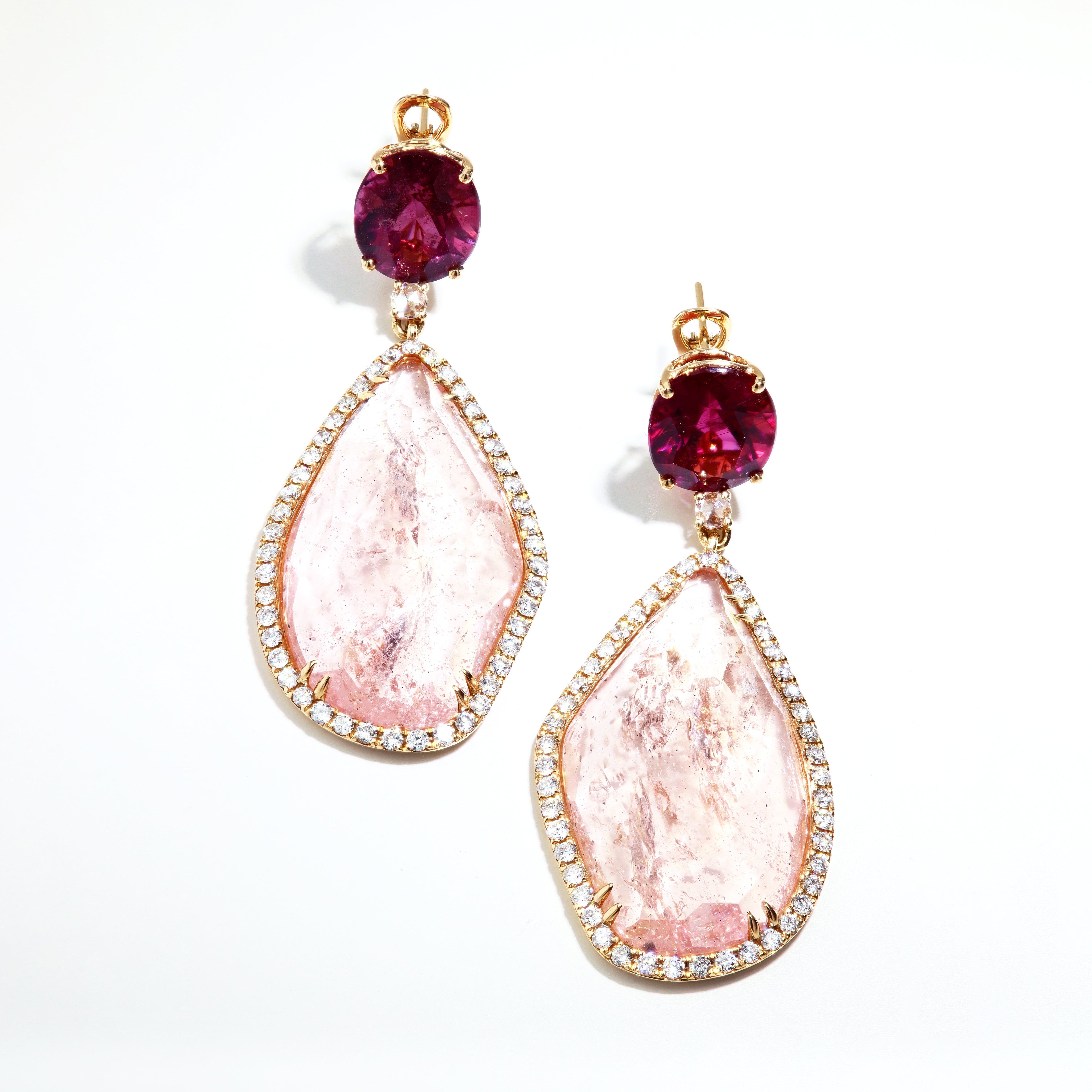 Rubellite and Rose Quartz Earring