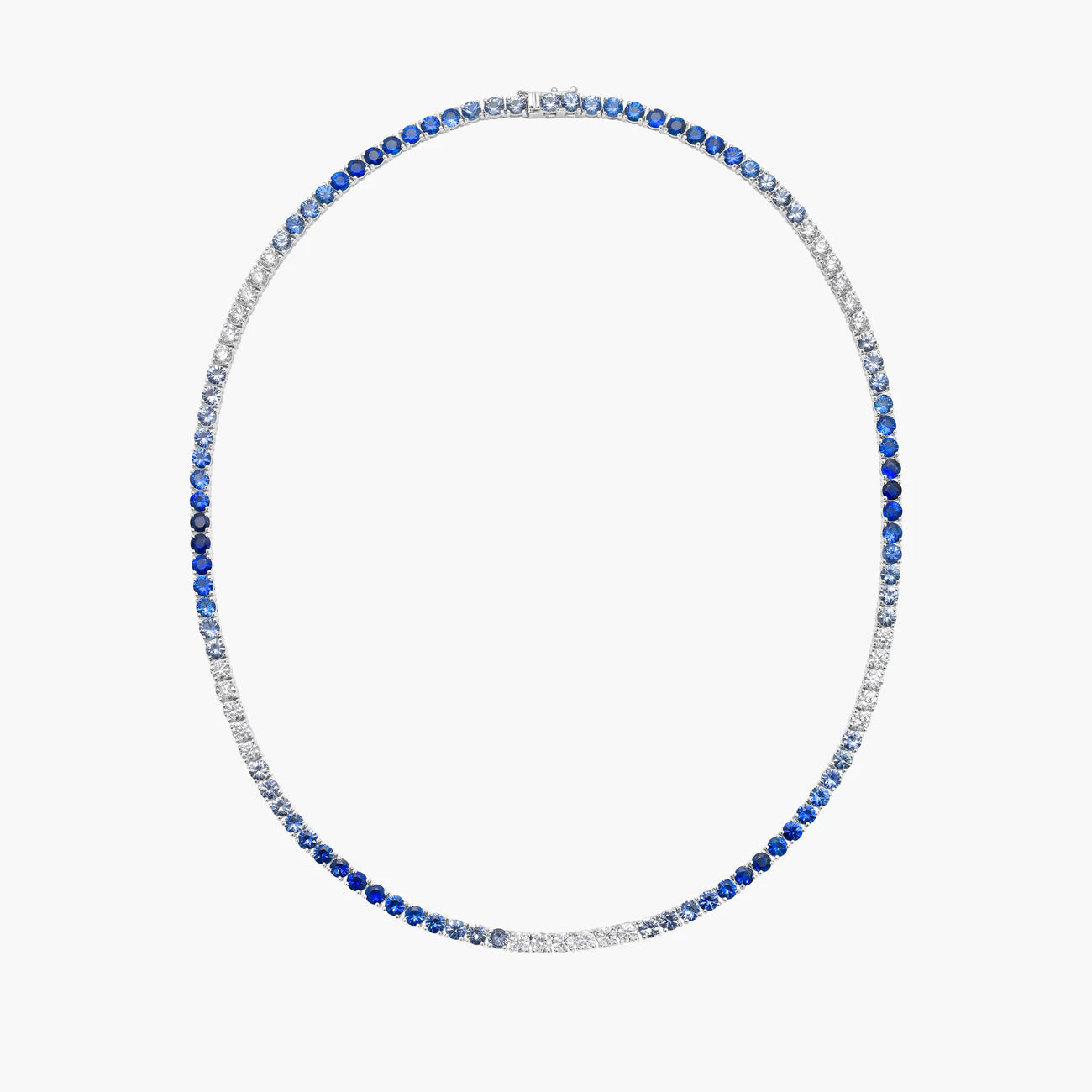 Sapphire Tennis Necklace in 18K Gold with Diamonds