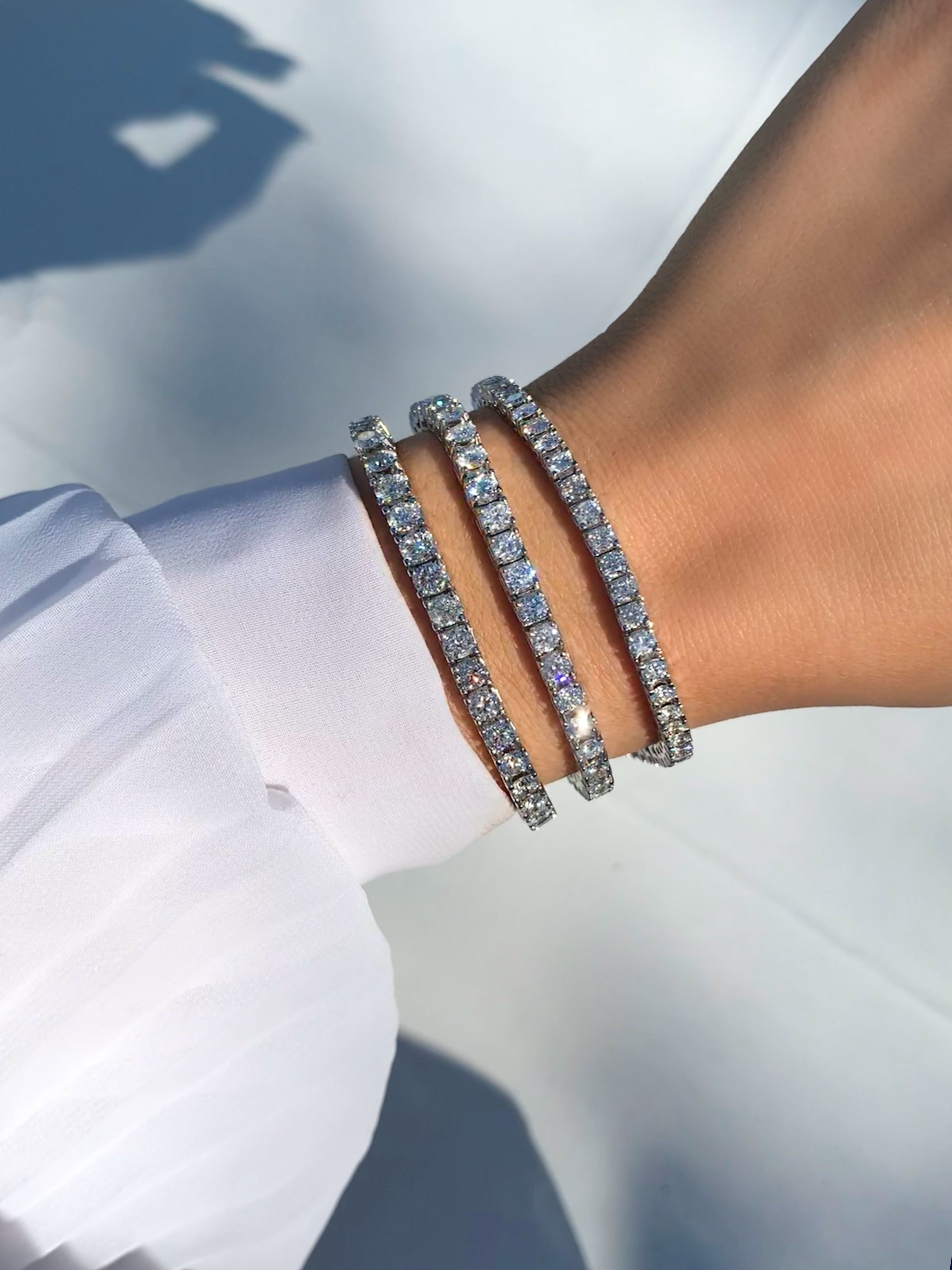 7.5 Carat Natural Diamond Tennis Bracelet in 14k White Gold