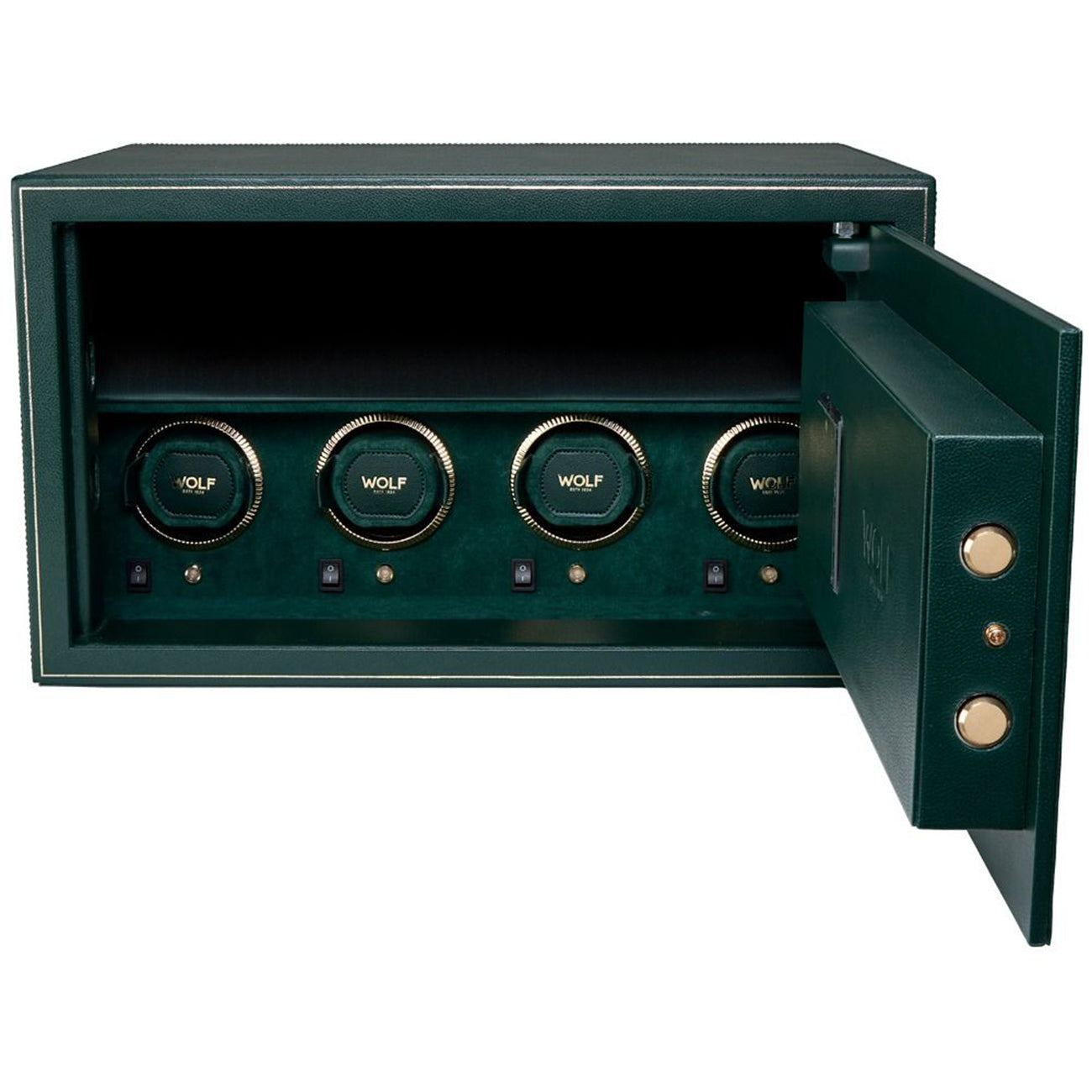 WOLF The Den 4-Piece Watch Winder Safe in Green