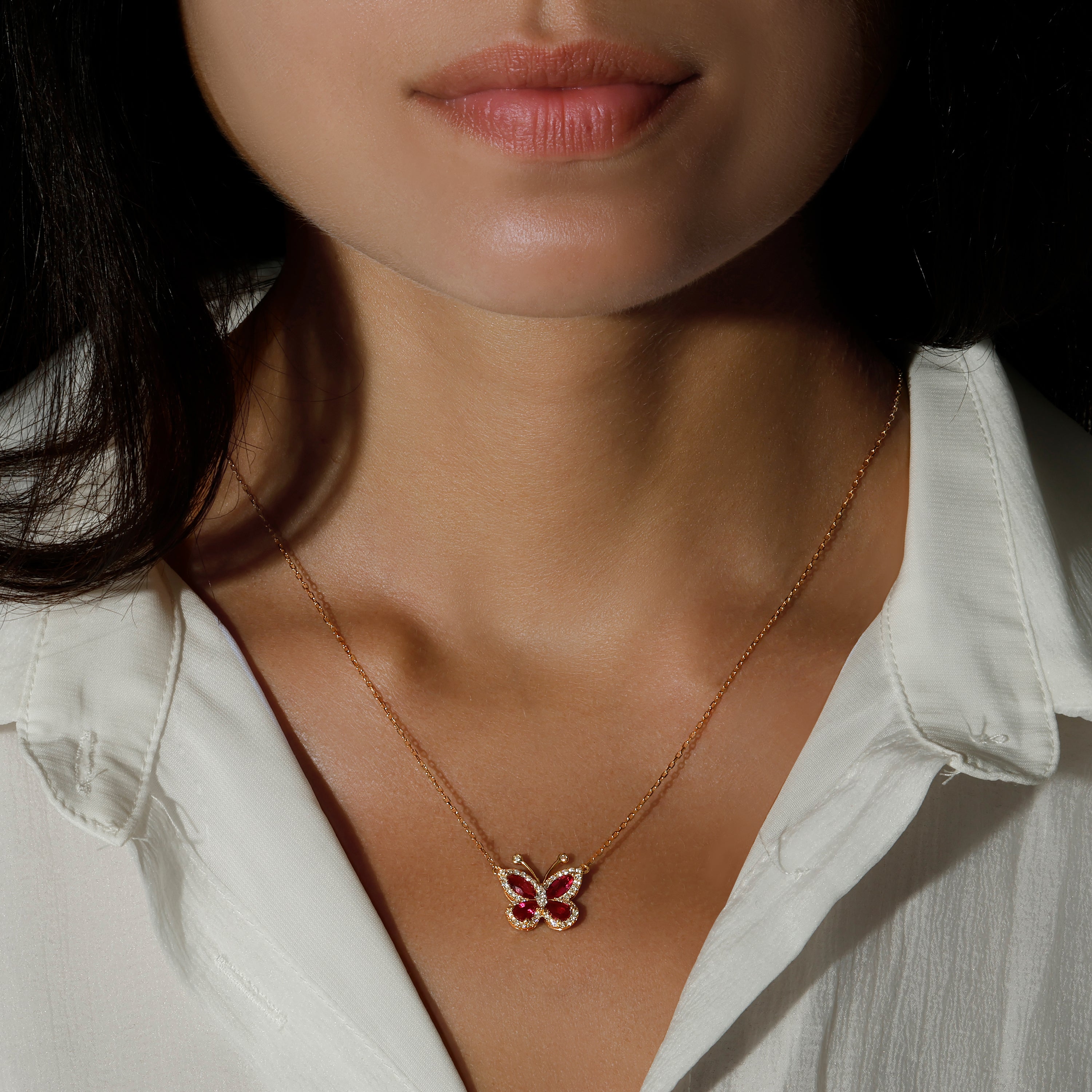 Private Label Ruby Butterfly Necklace