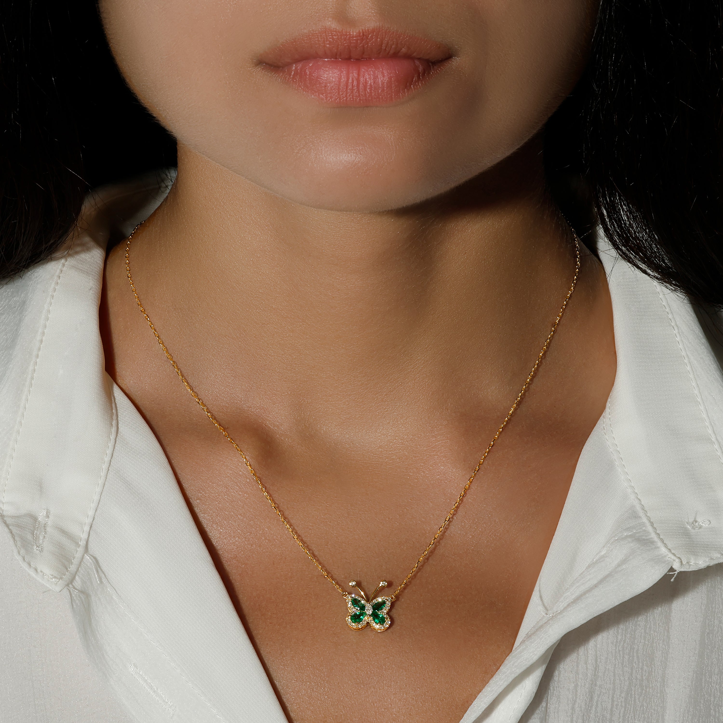 Private Label Emerald Butterfly Necklace