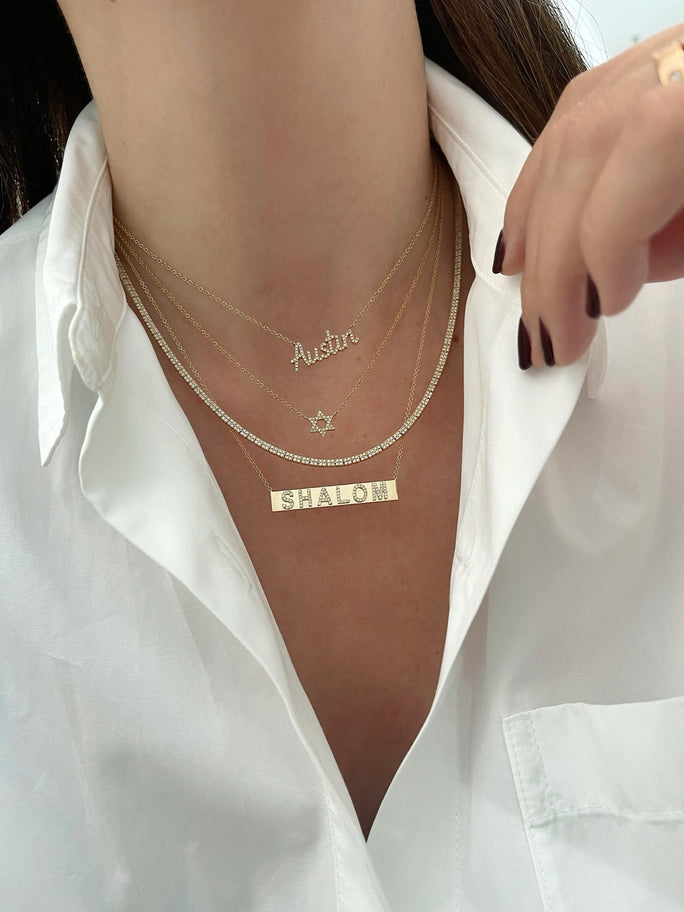 EF Collection Diamond Nameplate Necklace