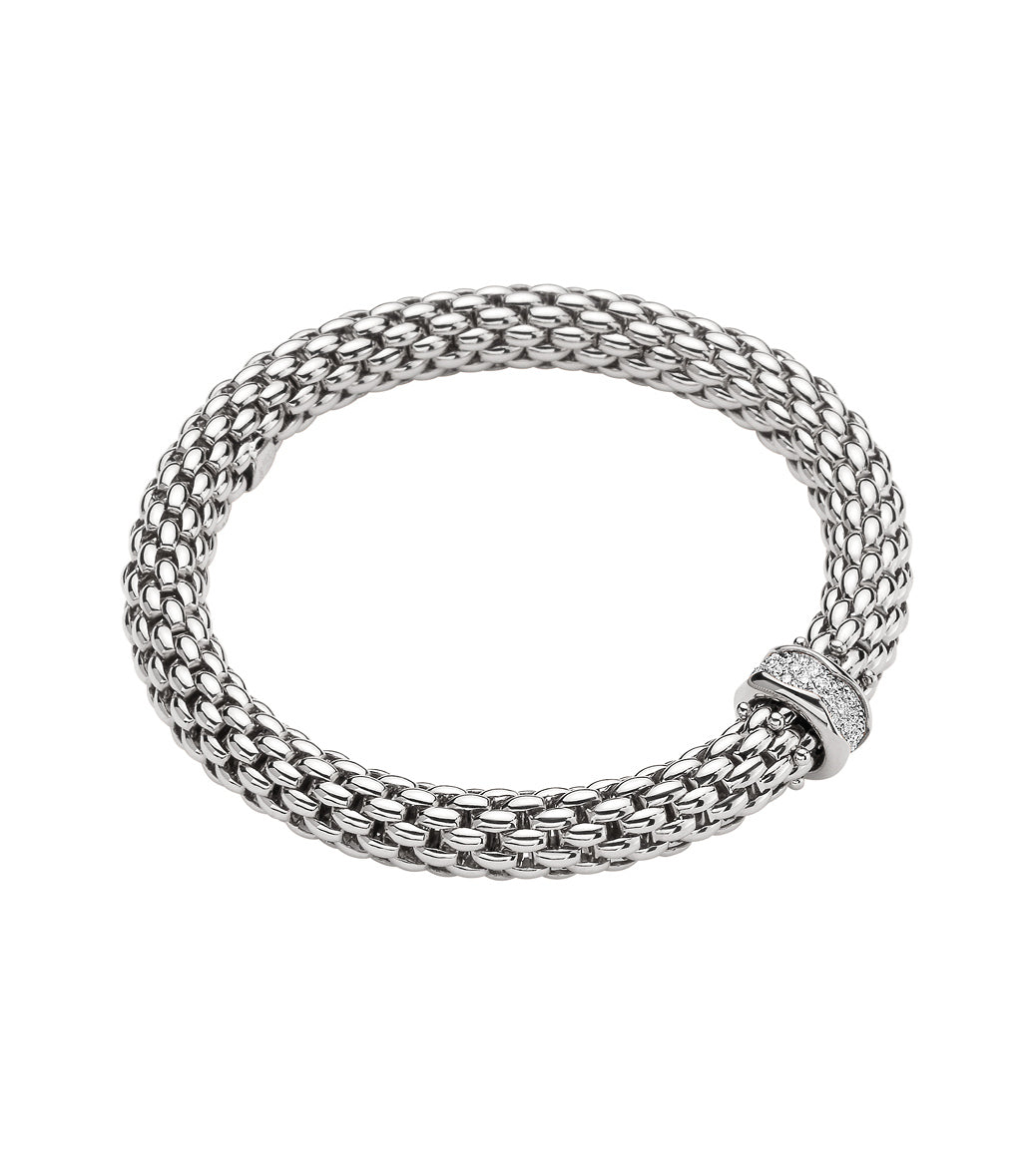 Fope Flex'it White Gold and Diamond Station Bracelet