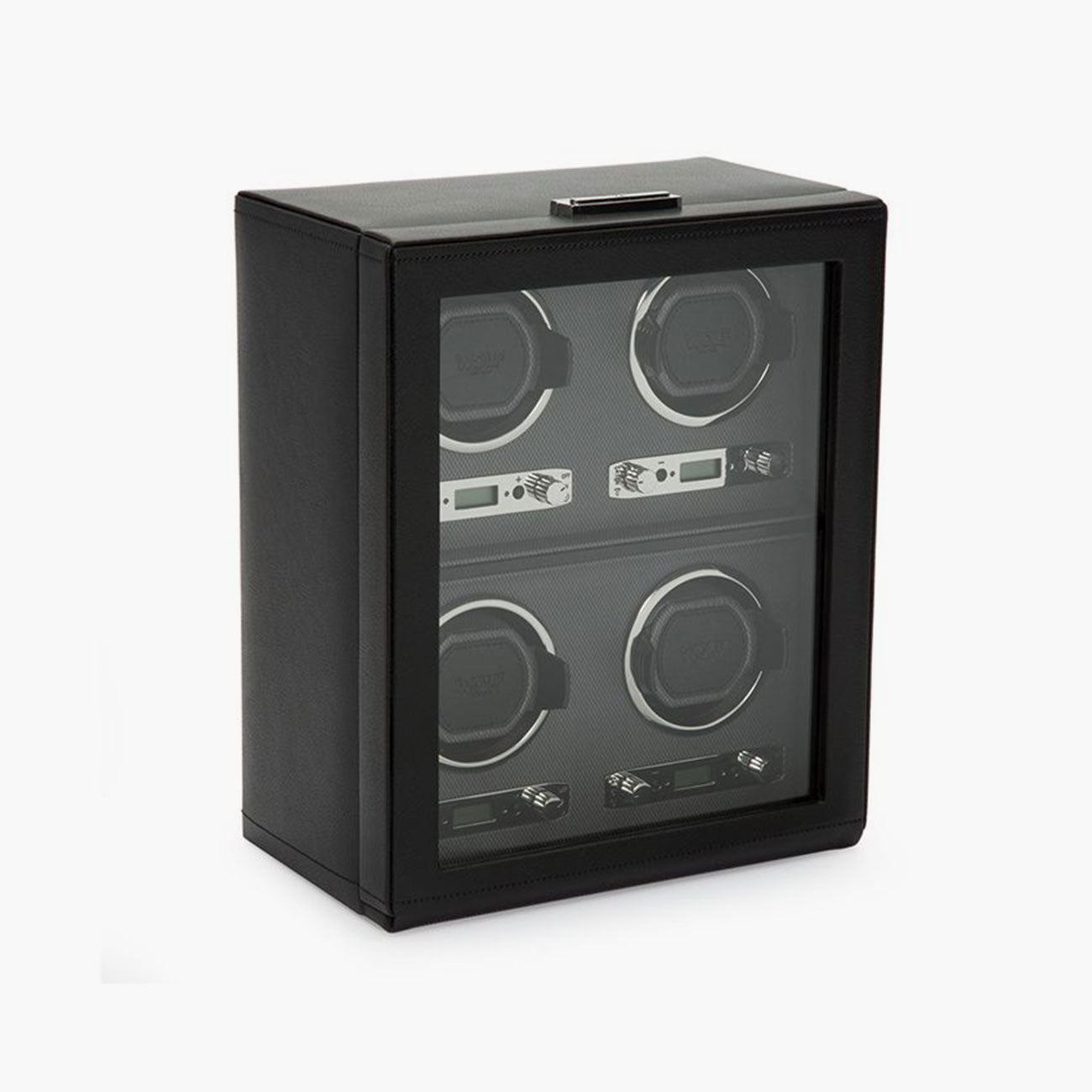 WOLF Viceroy Black Vegan Leather Four-piece Watch Winder