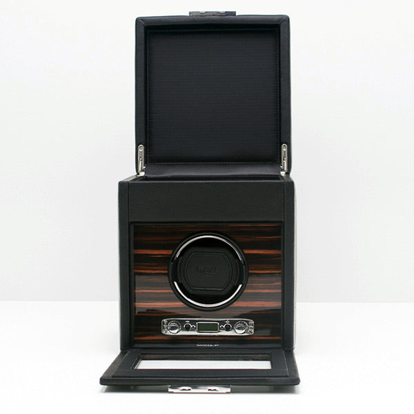 Wolf Roadster Black Single Watch Winder with Storage