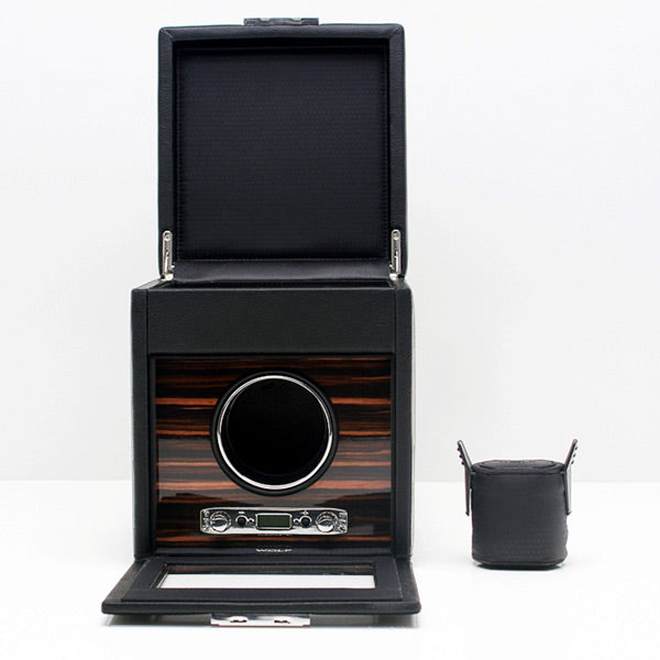 Wolf Roadster Black Single Watch Winder with Storage