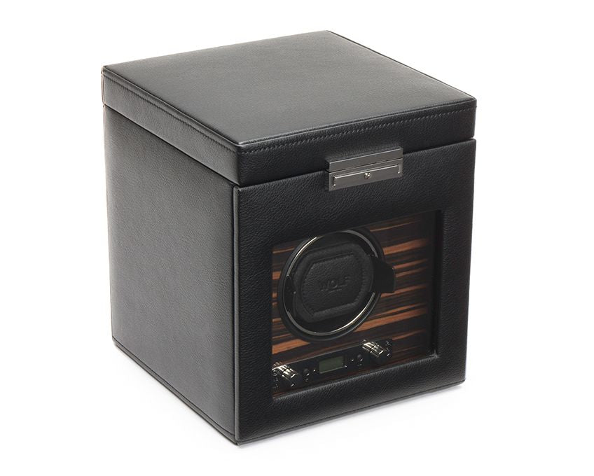 Wolf Roadster Black Single Watch Winder with Storage