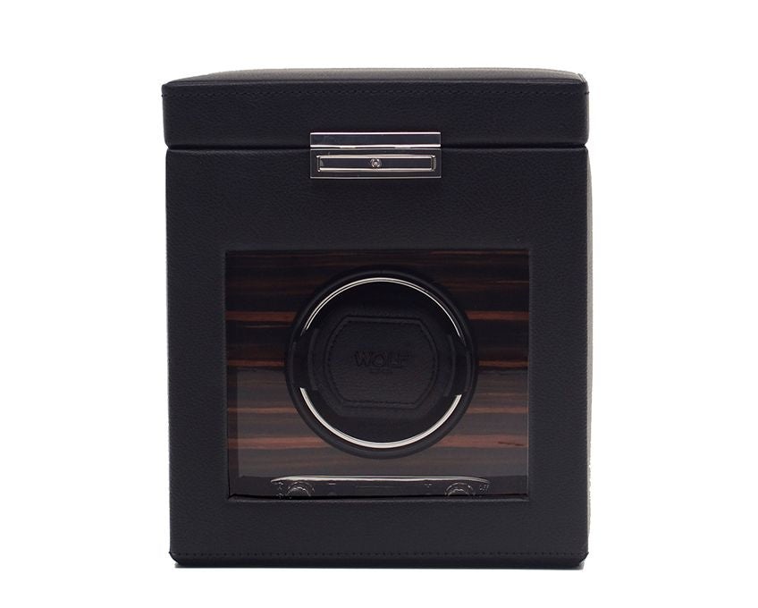 Wolf Roadster Black Single Watch Winder with Storage