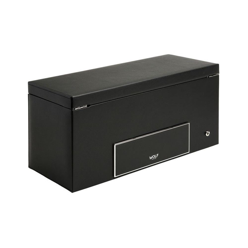 Wolf Roadster Black Triple Watch Winder with Storage
