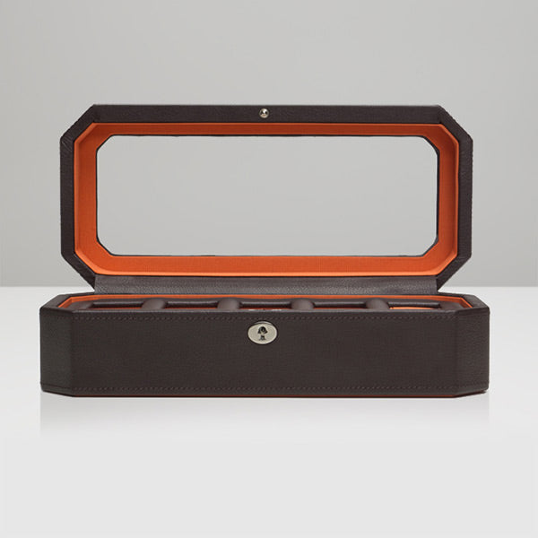 Wolf Windsor Brown & Orange Five Piece Watch Box