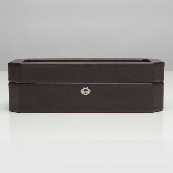 Wolf Windsor Brown & Orange Five Piece Watch Box