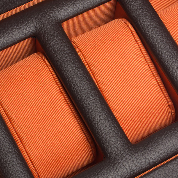 Wolf Windsor Brown & Orange Five Piece Watch Box
