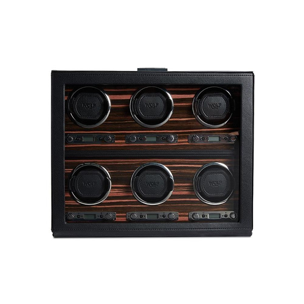 WOLF Roadster Woodgrain 6pc Watch Winder
