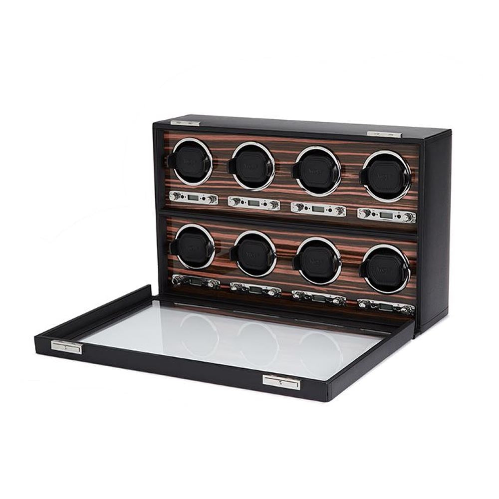 WOLF Roadster Woodgrain and Leather 8pc Watch Winder