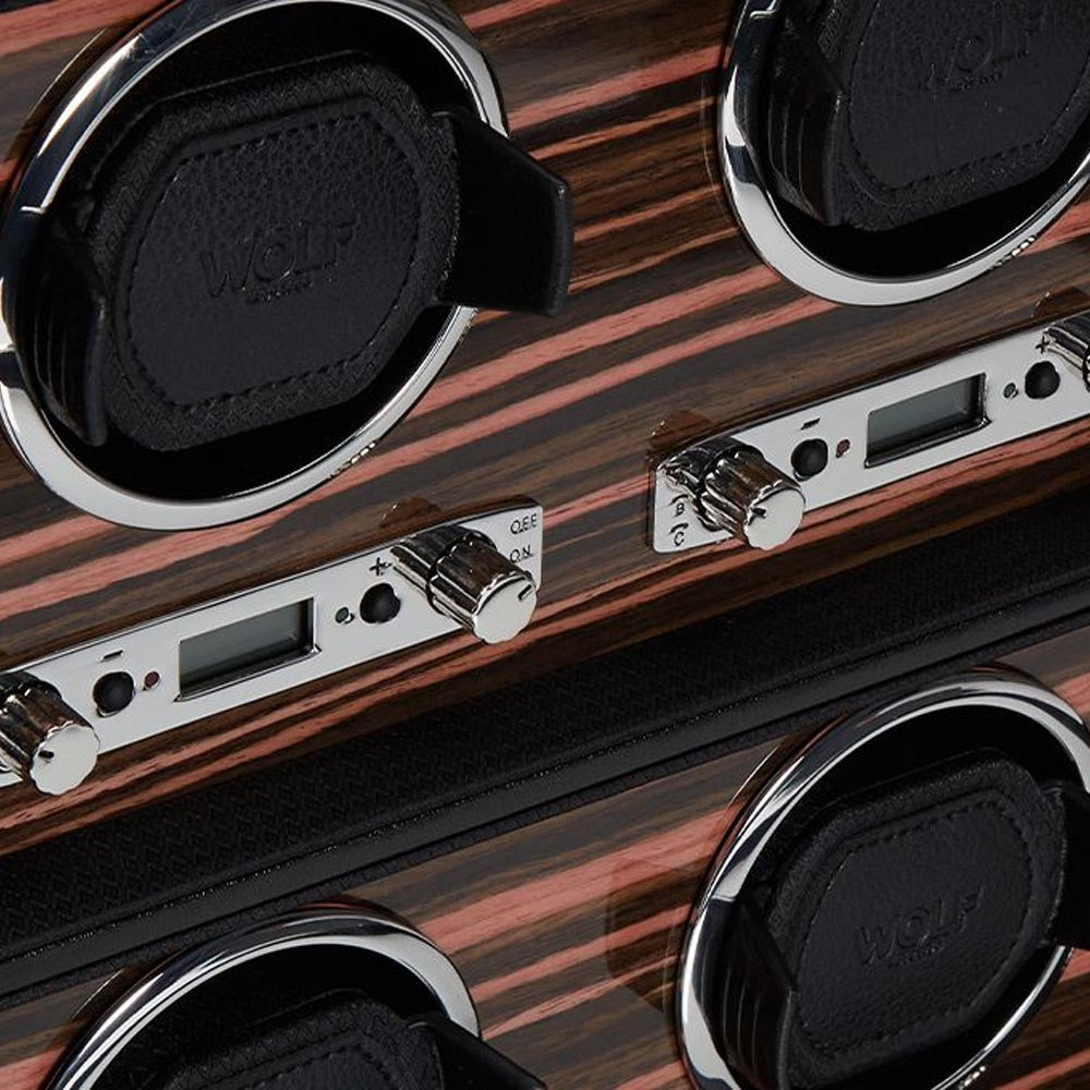 WOLF Roadster Woodgrain and Leather 8pc Watch Winder
