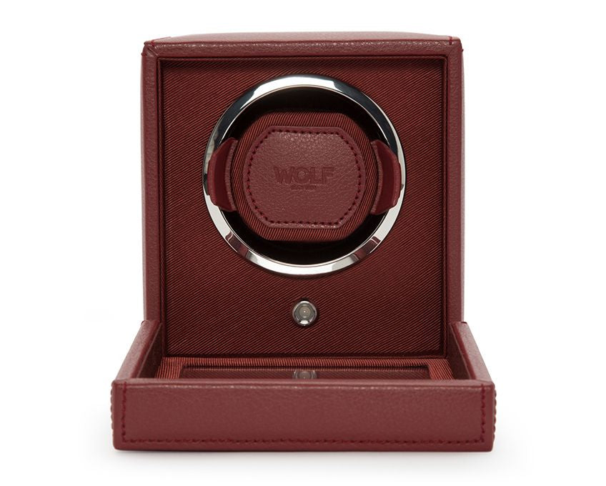 Wolf Cub Single Winder With Cover in Bordeaux Leather