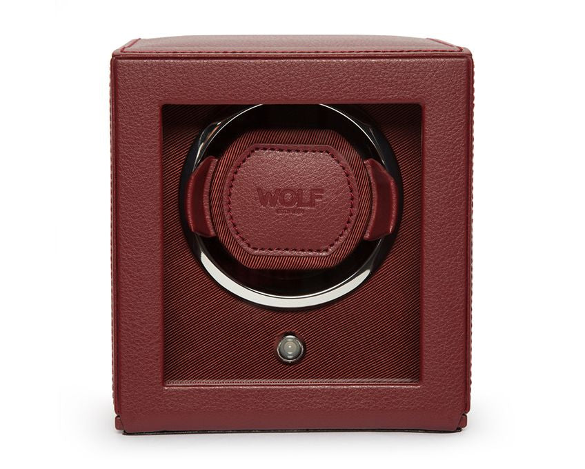 Wolf Cub Single Winder With Cover in Bordeaux Leather