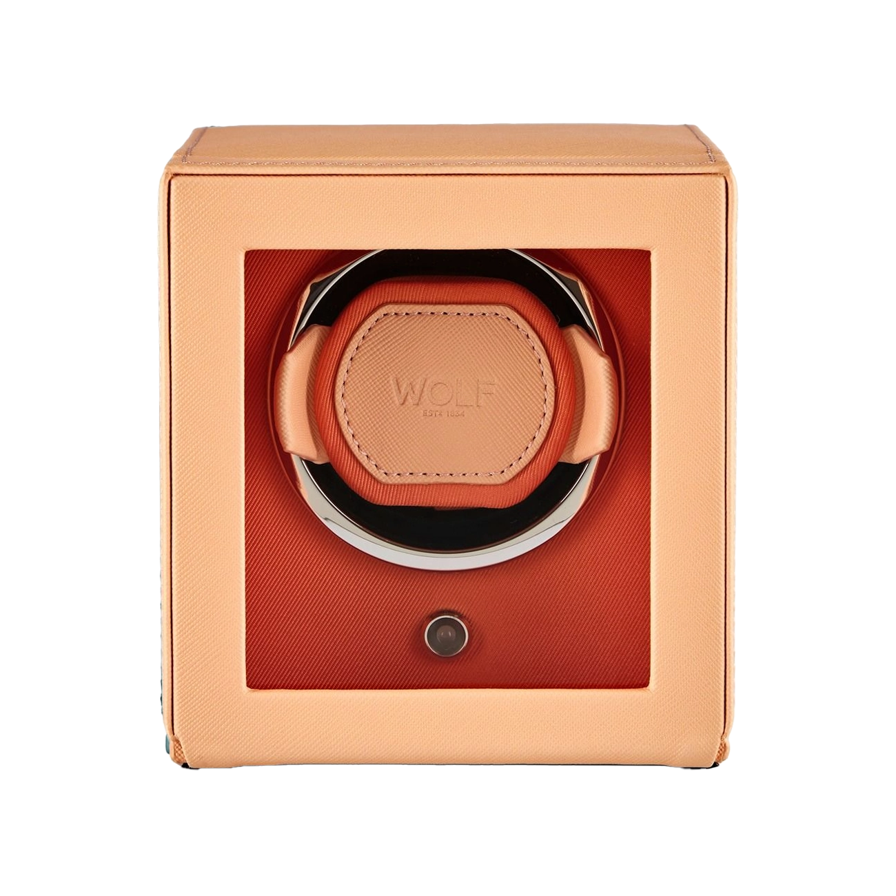 WOLF Cub Single Watch Winder with Cover in Peach and Orange