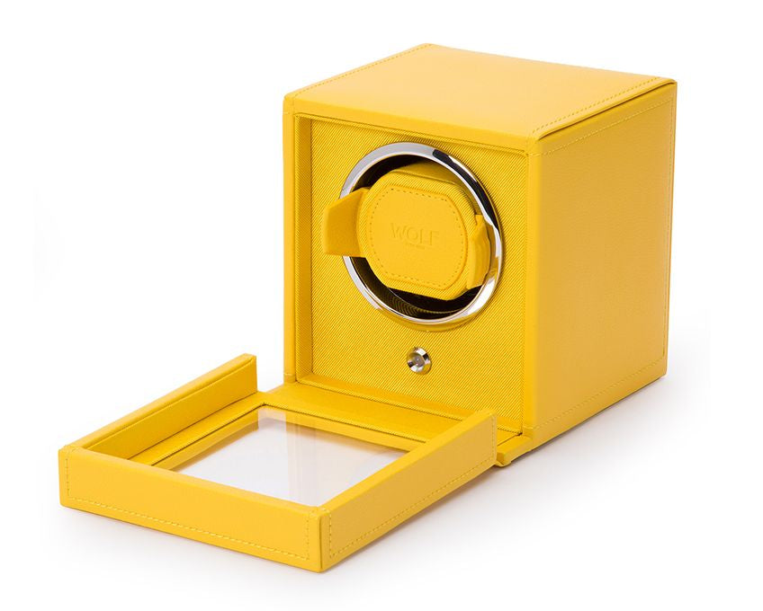 Wolf Cub Single Winder With Cover in Yellow Leather