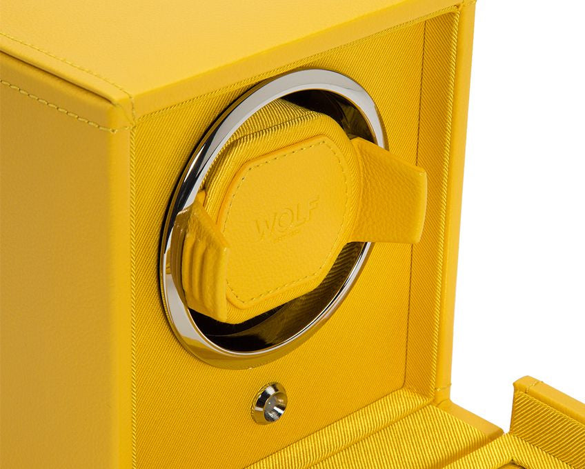 Wolf Cub Single Winder With Cover in Yellow Leather