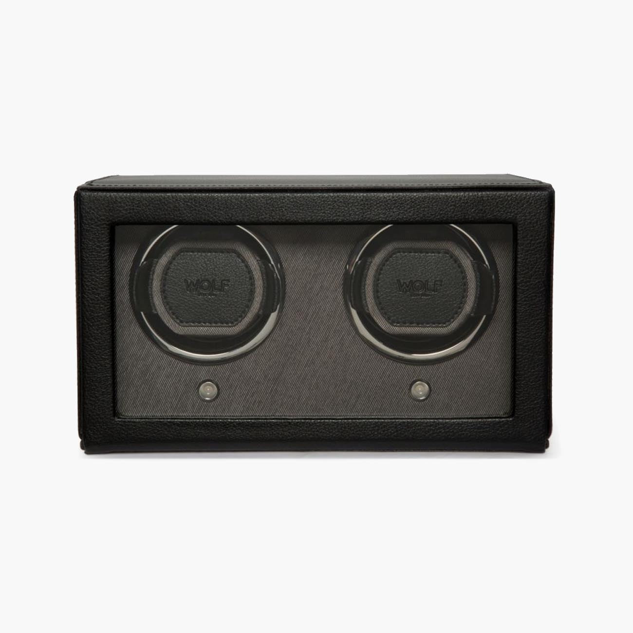 WOLF Cub Double Watch Winder in Black Vegan Leather
