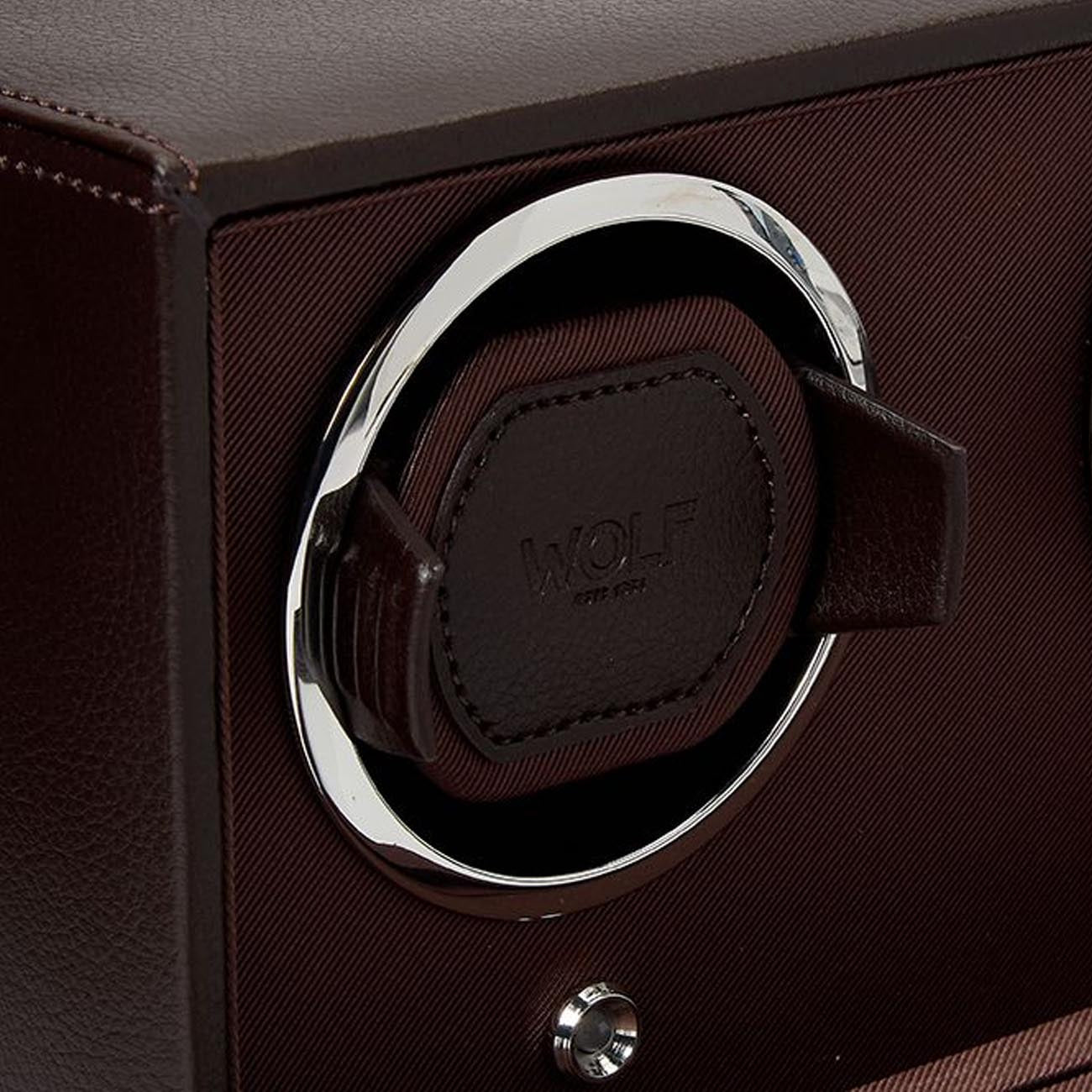 WOLF Cub Double Watch Winder in Brown Vegan Leather