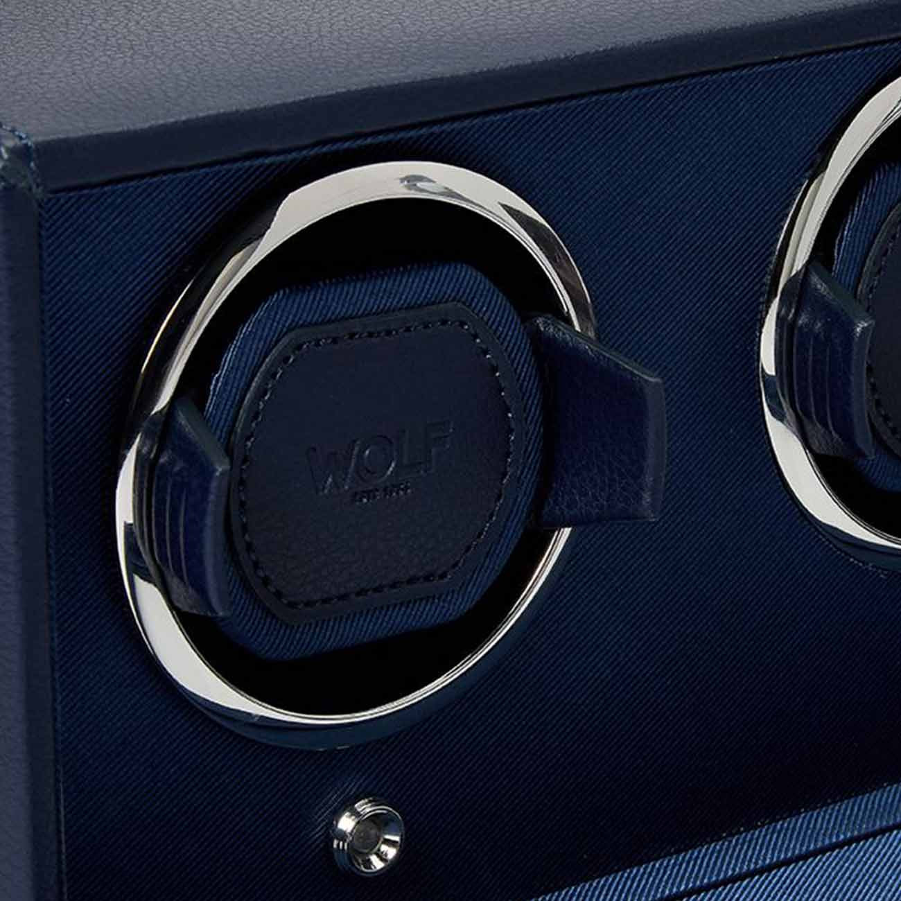 WOLF Cub Double Watch Winder in Navy Vegan Leather