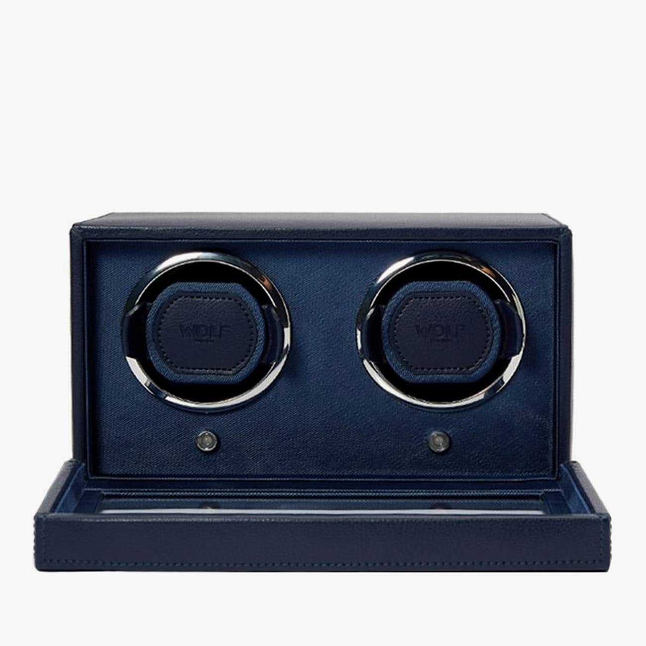 WOLF Cub Double Watch Winder in Navy Vegan Leather