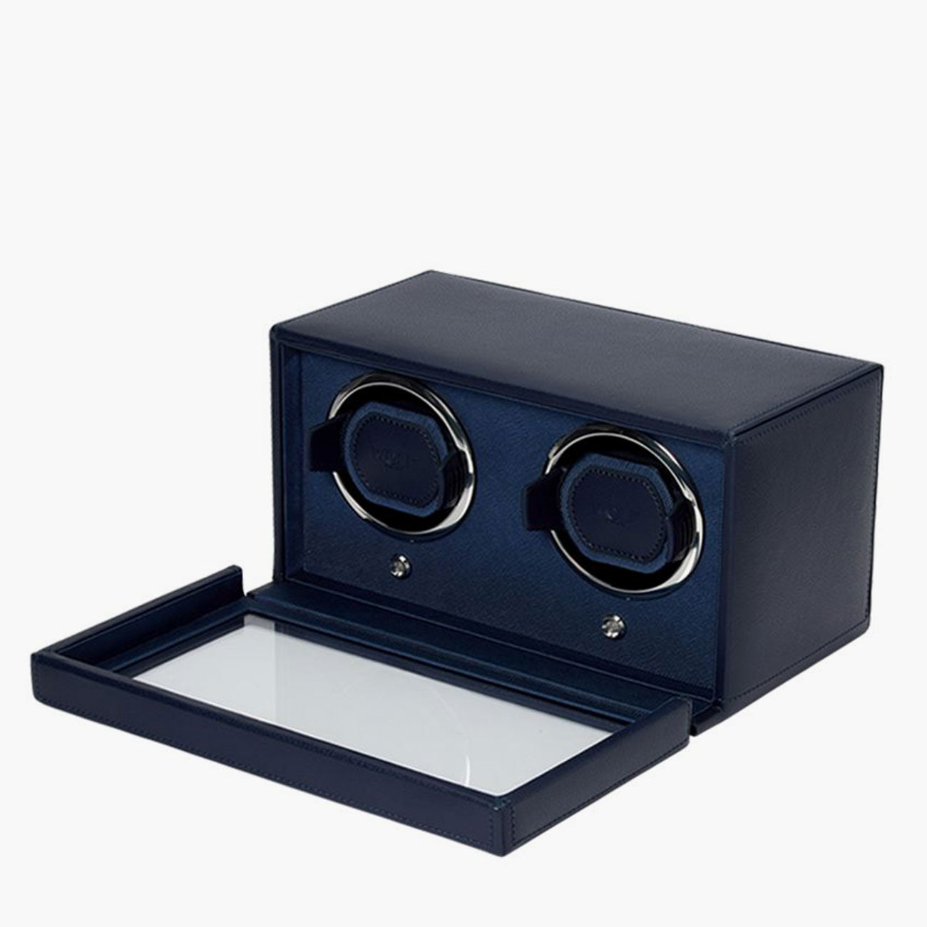 WOLF Cub Double Watch Winder in Navy Vegan Leather