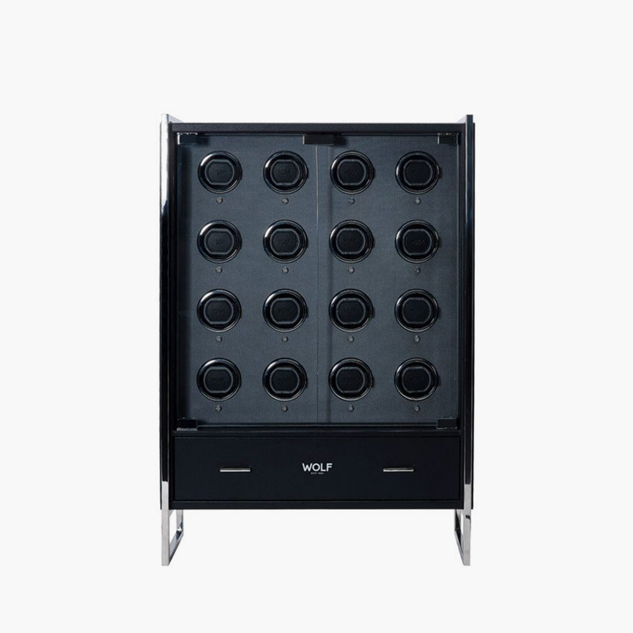 WOLF Watch Winder 16-piece Cabinet in Black