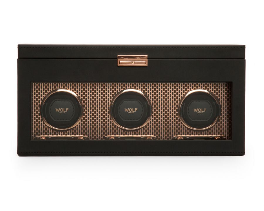 Wolf Axis Triple Watch Winder Storage in Copper
