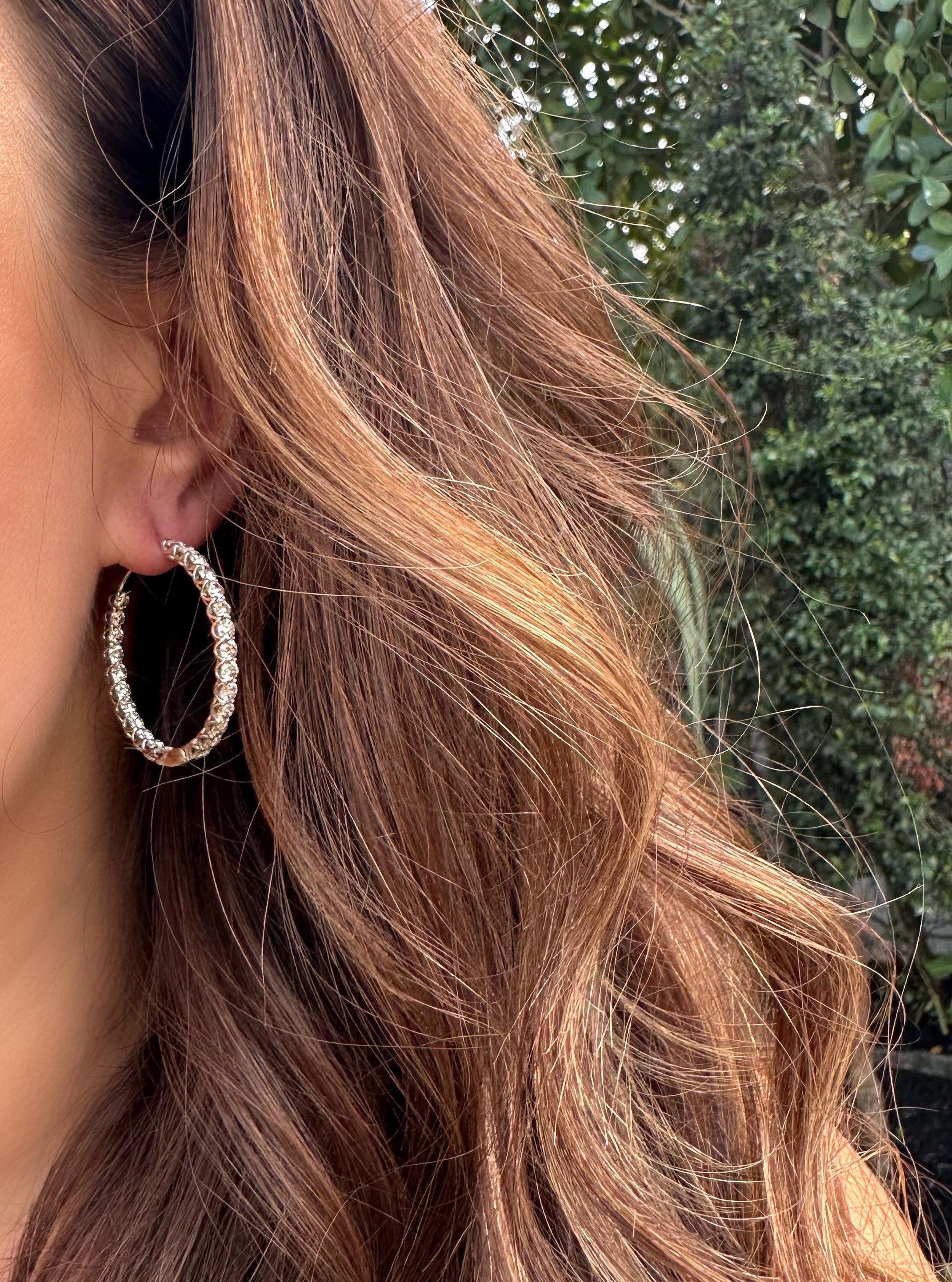 Oval Inside Out Round Diamond Hoops - 5 CTW