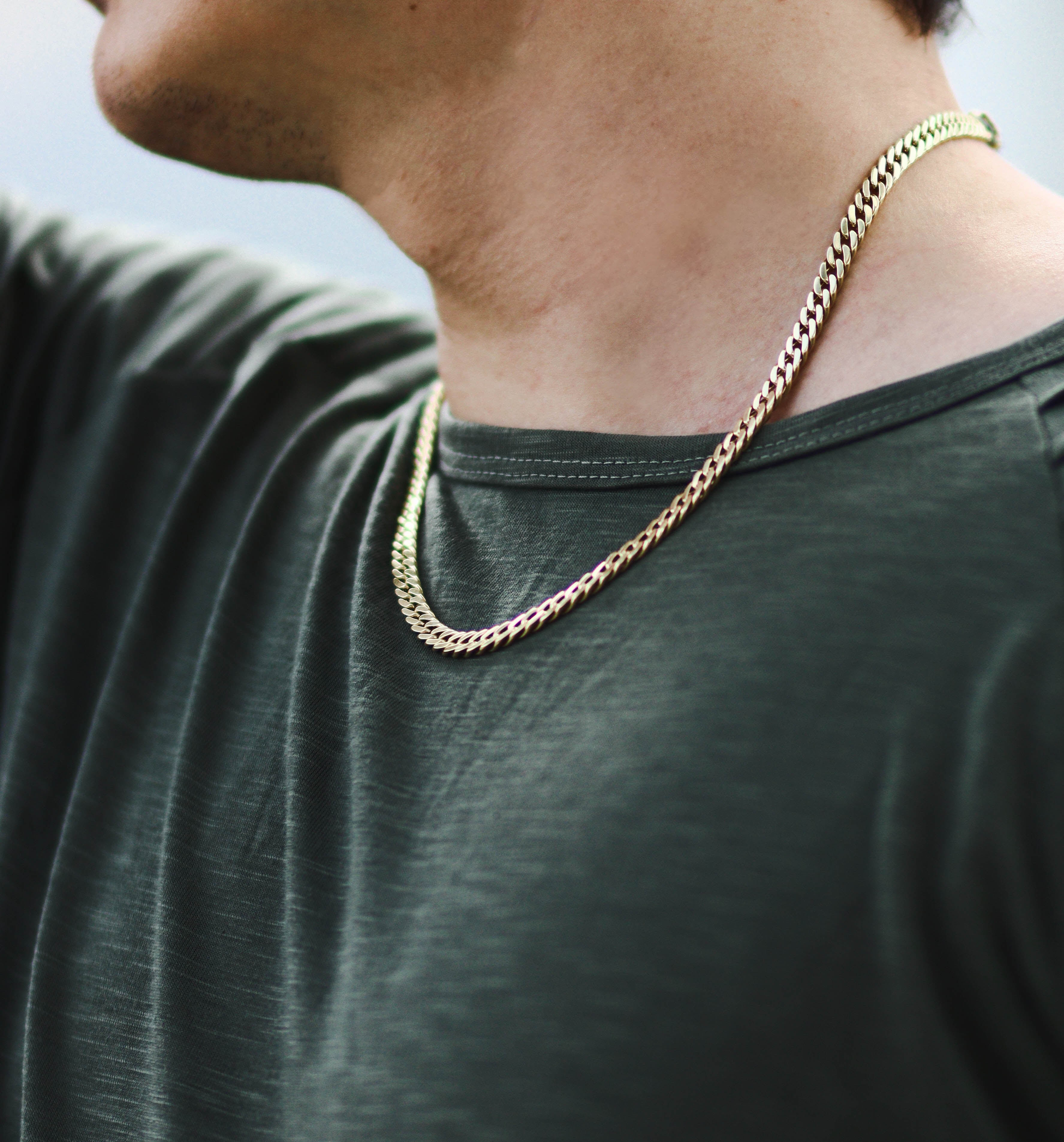 Solid Gold Cuban Link Chain Necklace - 3.3mm