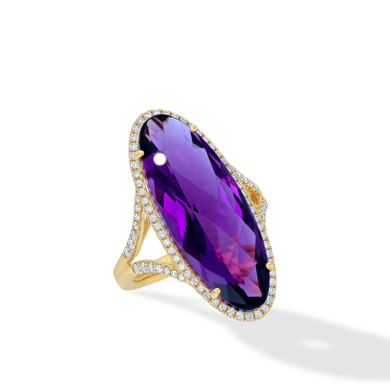 Amethyst and Diamond Pave Oval Ring