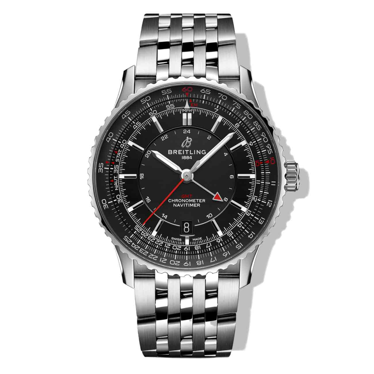 Breitling Navitimer Automatic GMT 41 Black Dial on Bracelet- 41mm