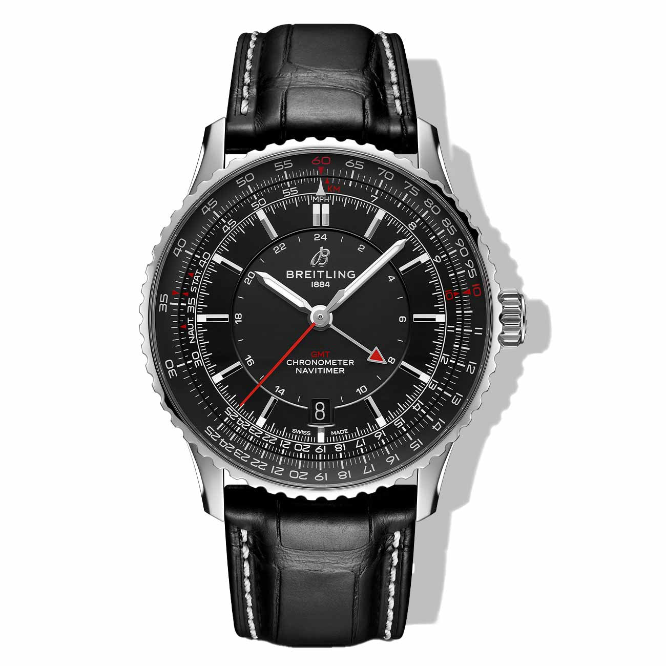 Breitling Navitimer Automatic GMT 41 Black Dial on Bracelet- 41mm