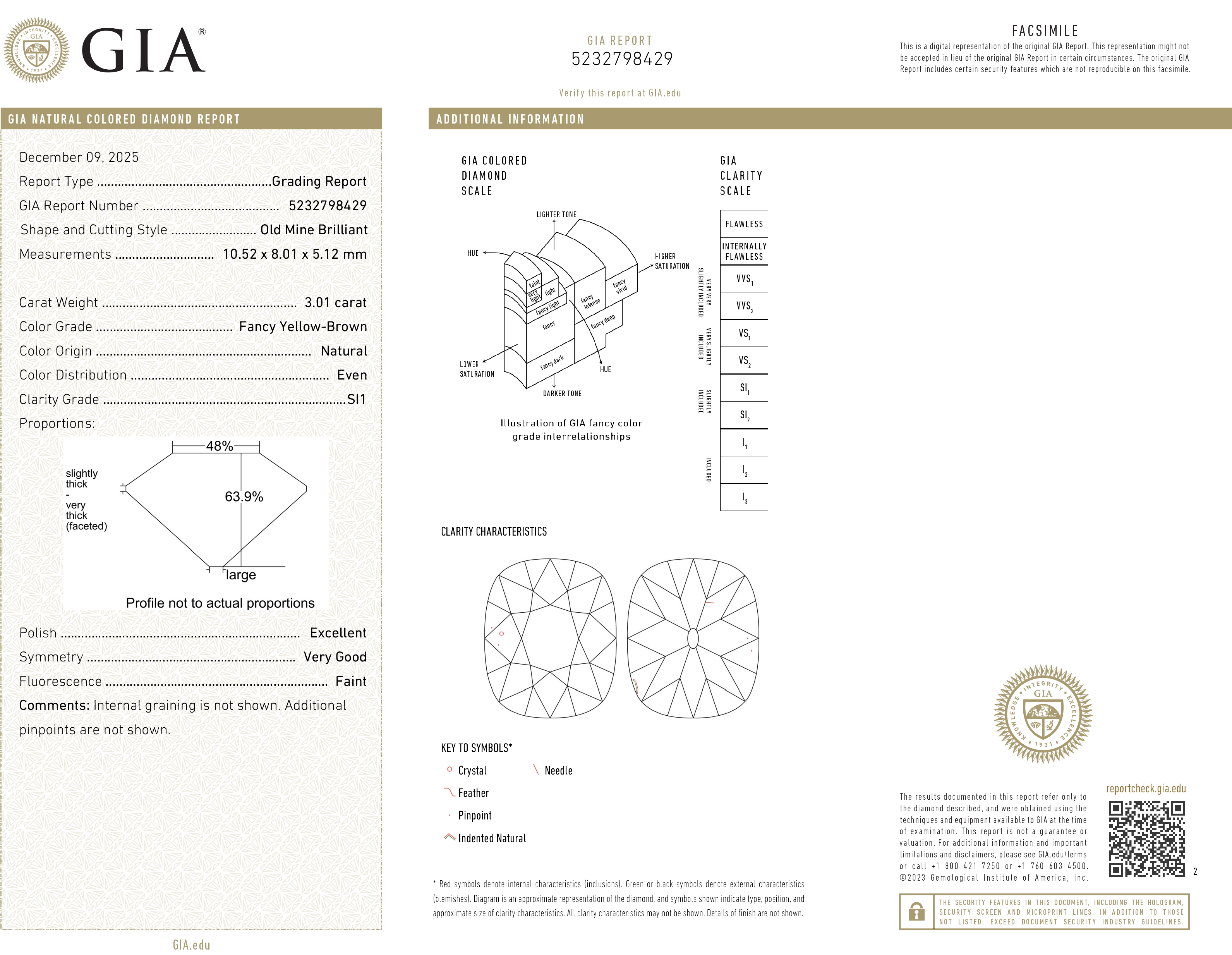 Robert Pelliccia Cognac Cushion Cut Diamond Three-Stone Engagement Ring