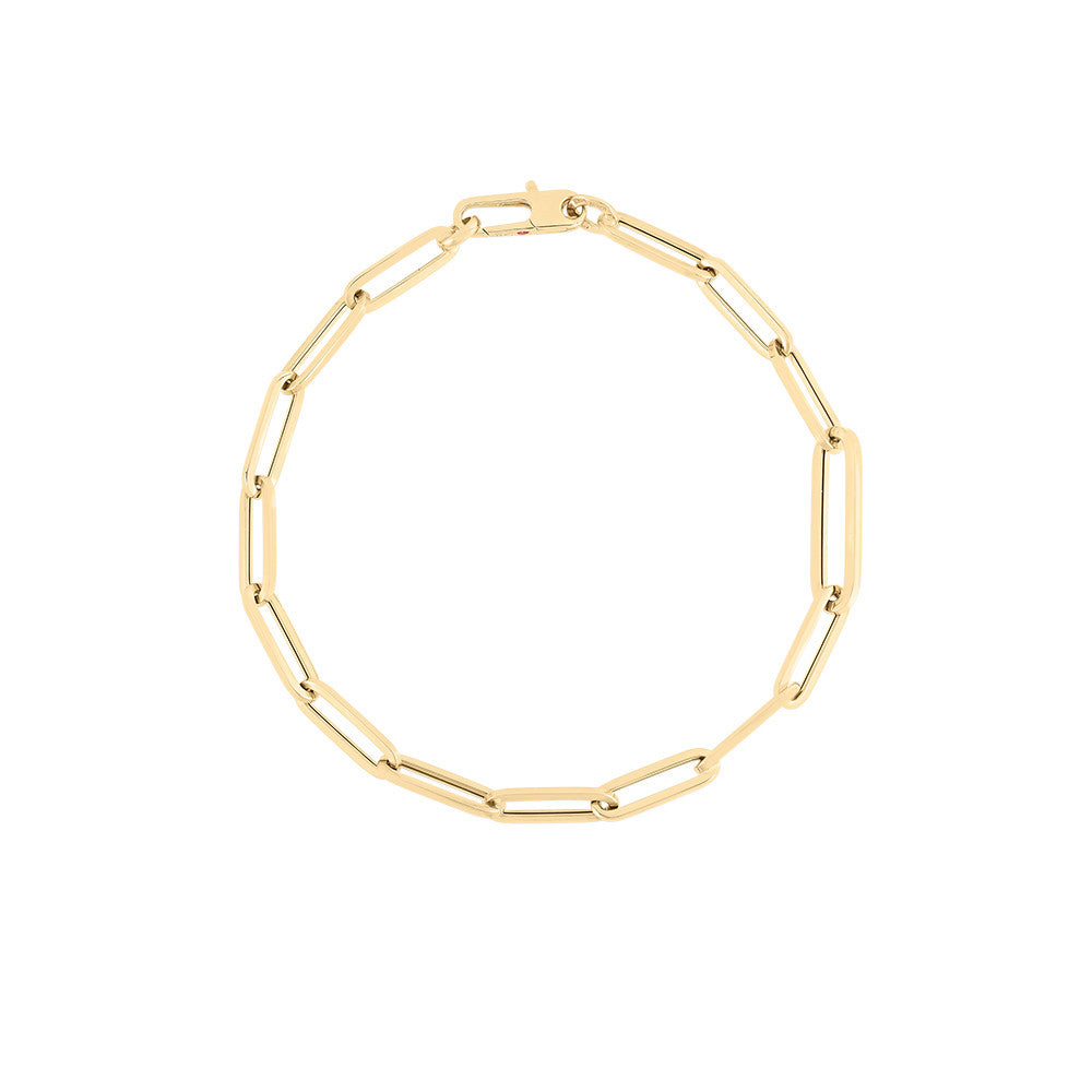 Roberto Coin Alternating Size Paper Clip Link Bracelet in Yellow Gold