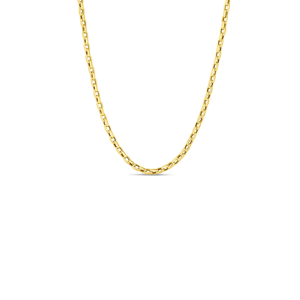 Roberto Coin Yellow Gold Fine Gauge Square Link Chain Necklace