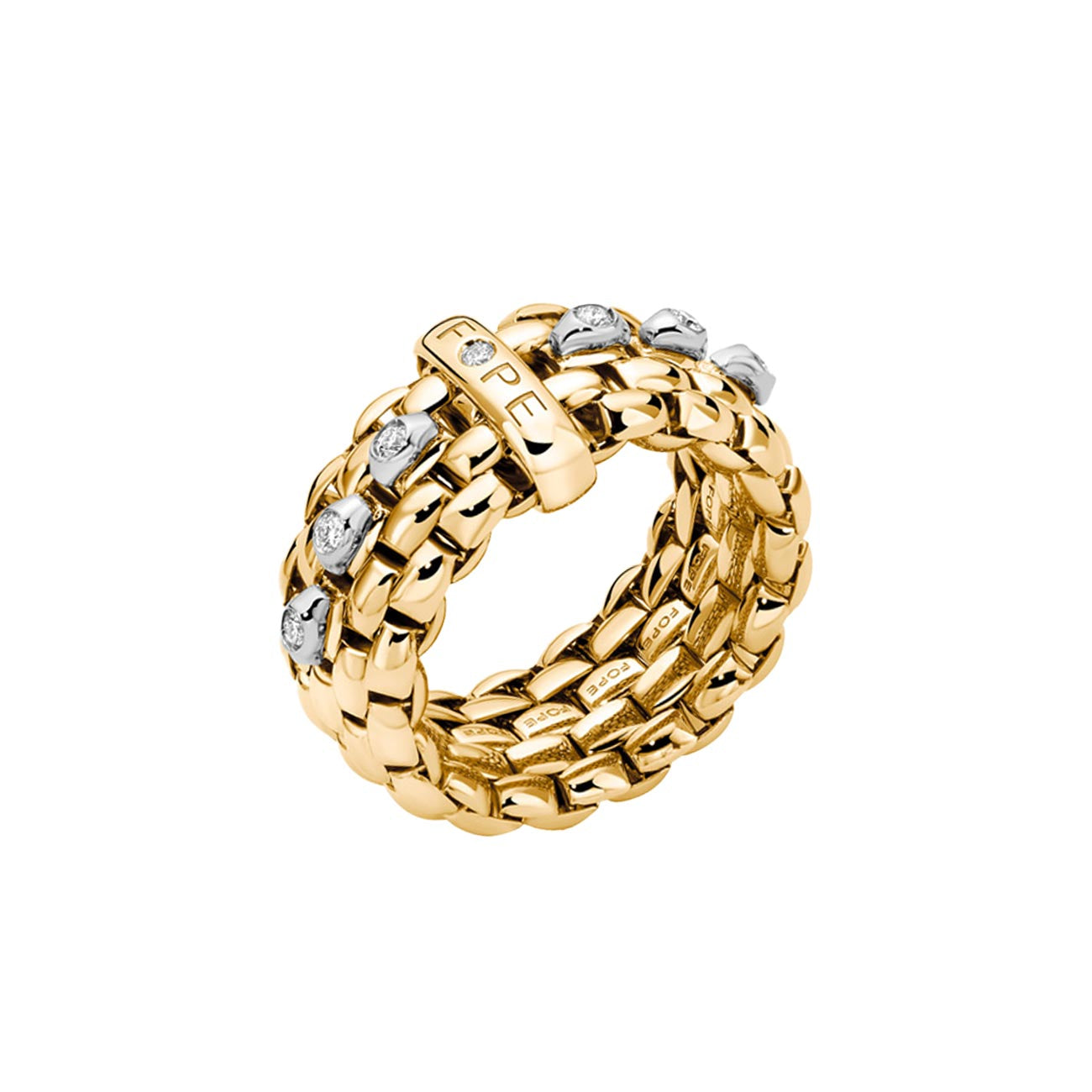 Fope Panorama Flex'it Yellow Gold Diamond Ring