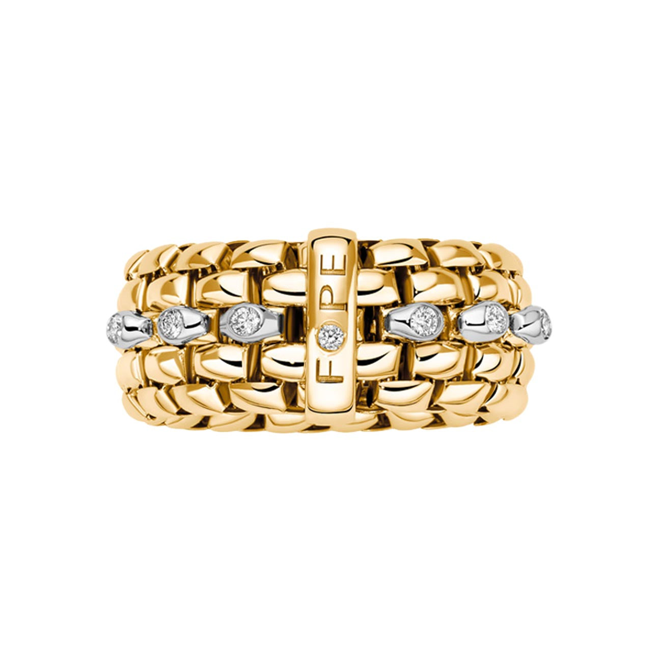 Fope Panorama Flex'it Yellow Gold Diamond Ring