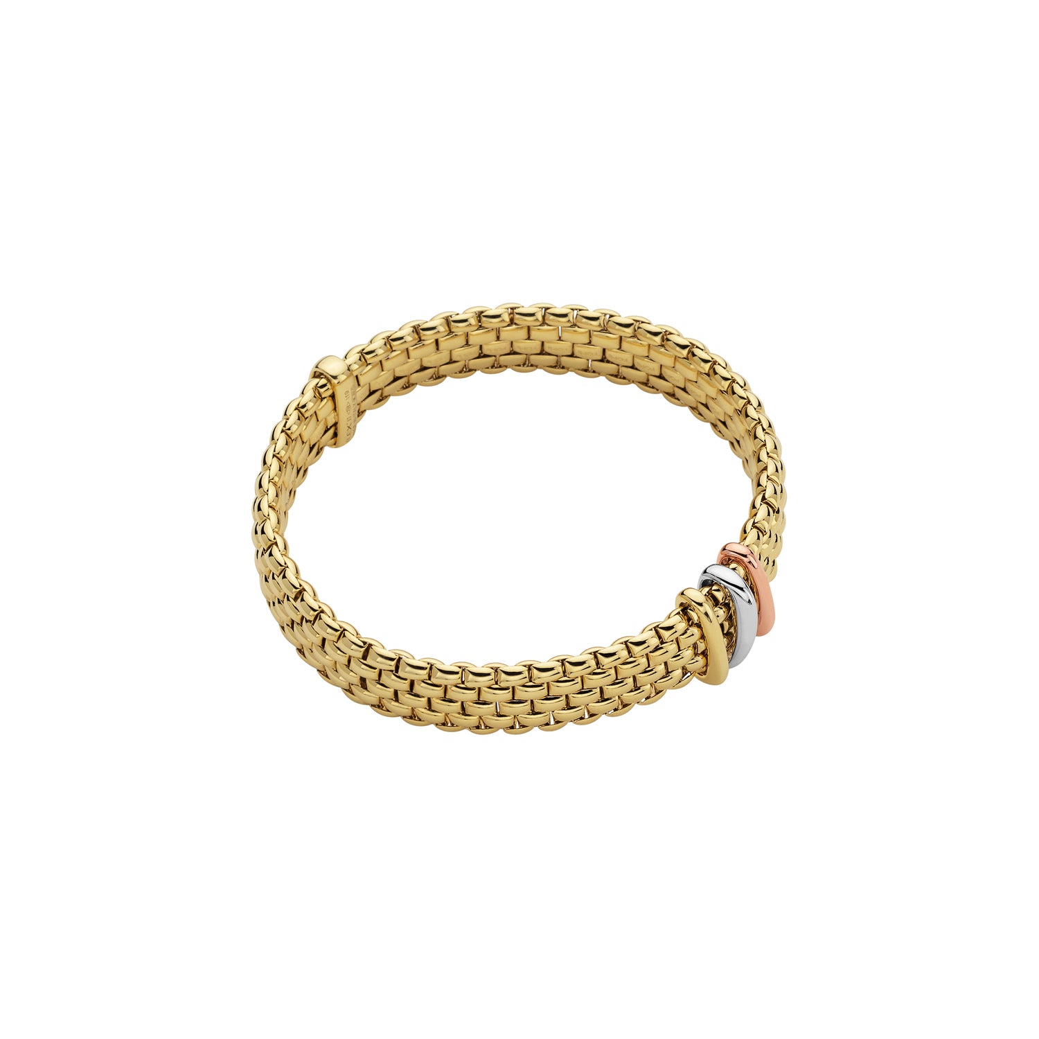 Fope Panorama Flex'it Tri Color Wide Bracelet in Rose Gold