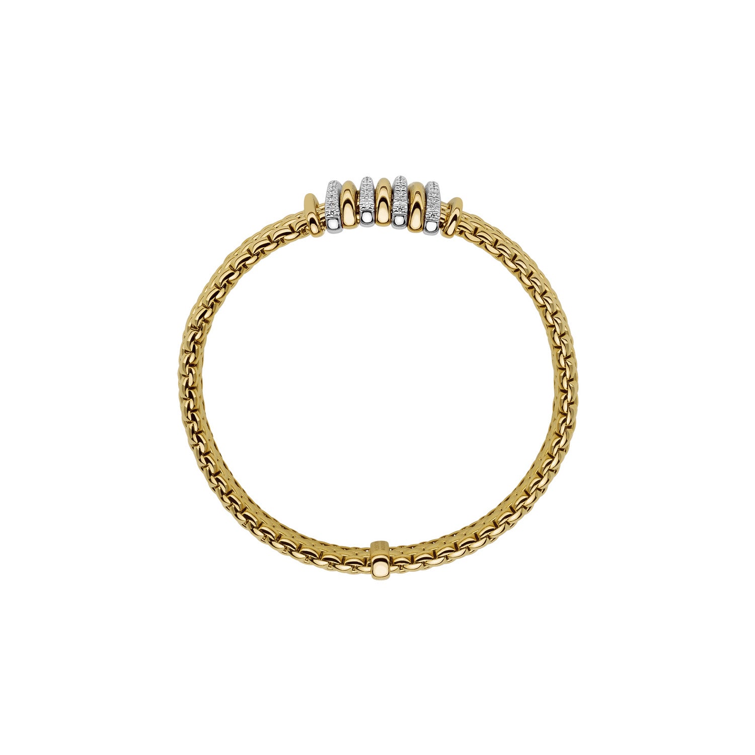 Fope Panorama Gold Multi Diamond Rondel Bracelet
