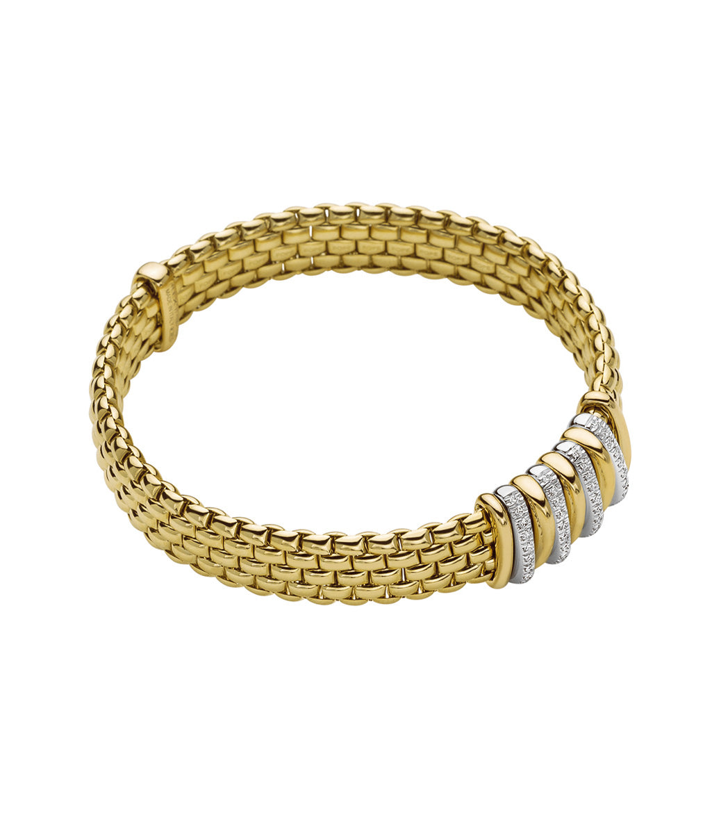 Fope Panorama Gold Multi Diamond Rondel Bracelet