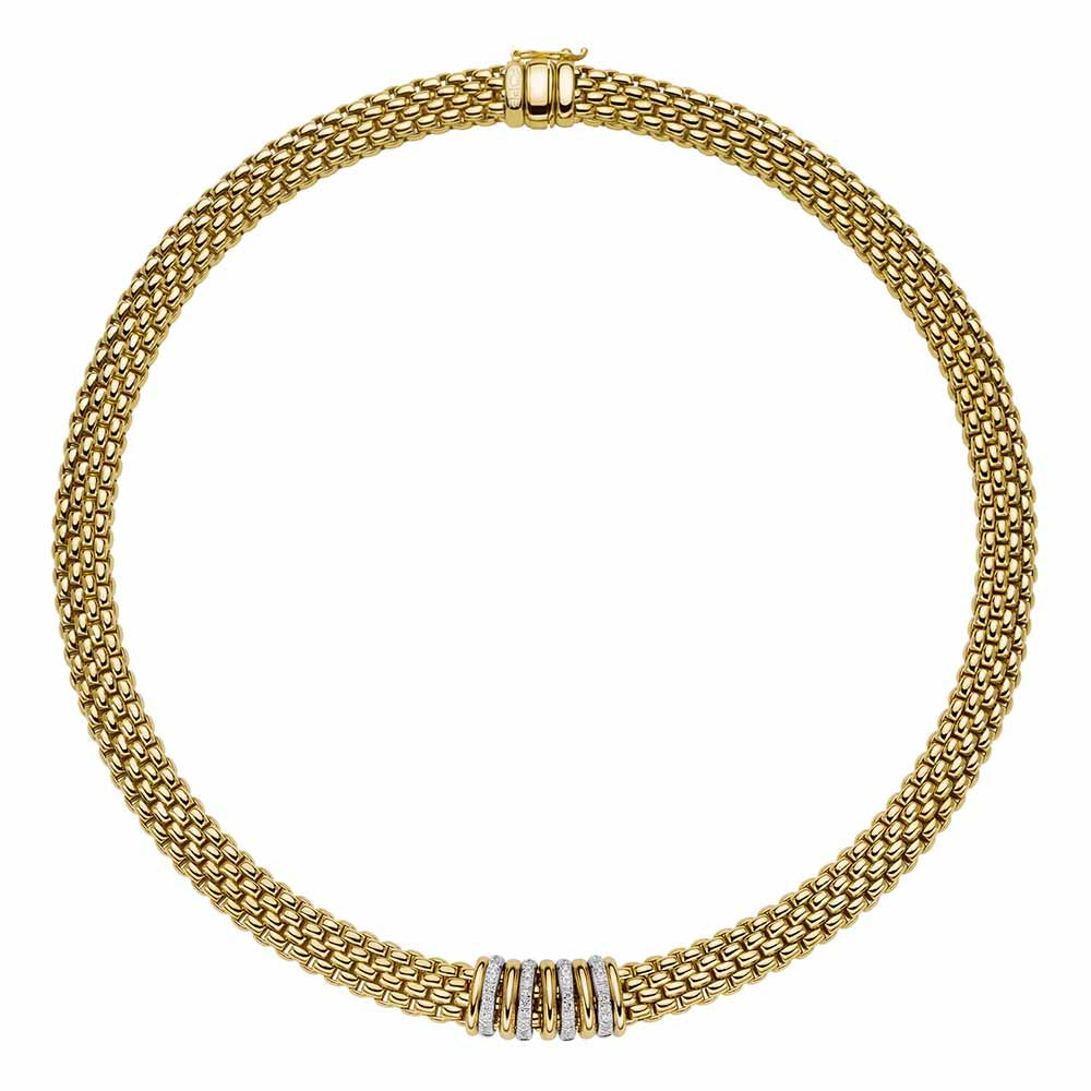 Fope Panorama Gold and Diamond Rondel Necklace
