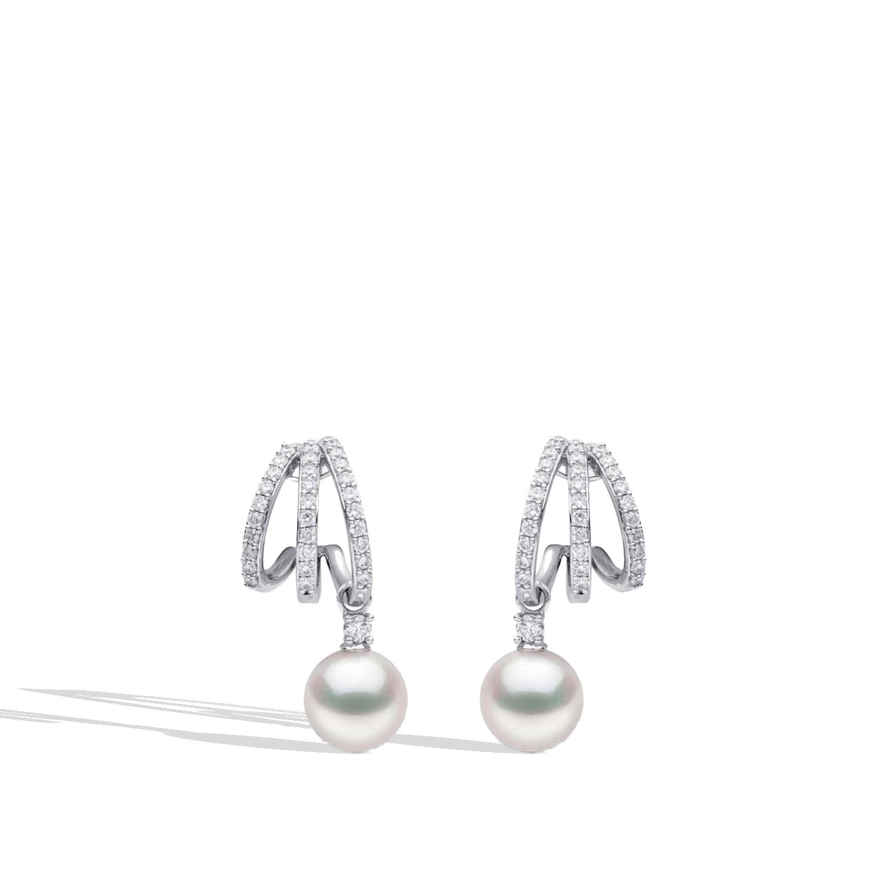 Yoko London Baby Glitz Akoya Pearl Triple Hoop Earrings