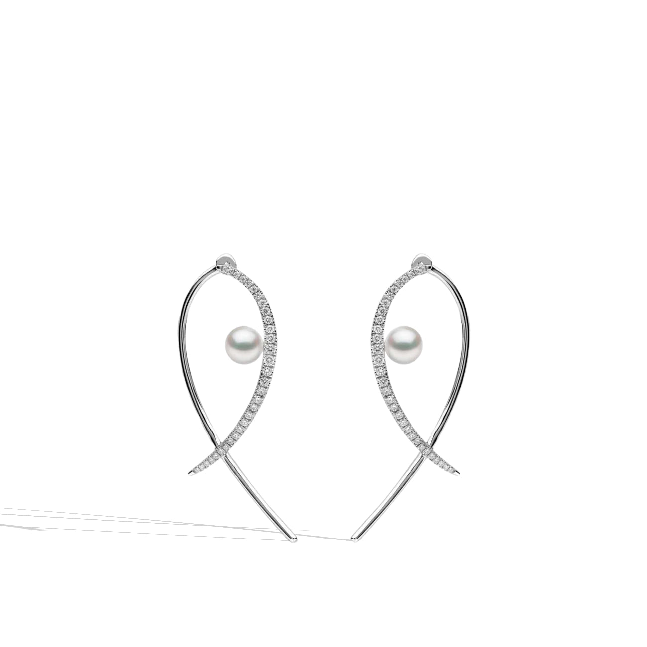 Yoko London Sleek Akoya Pearl Loop Drop Earrings