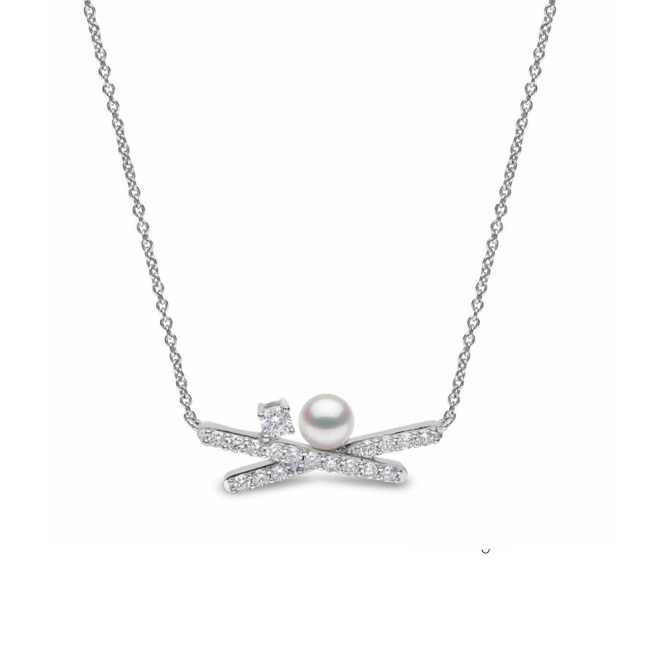 Yoko London Sleek Akoya Pearl Cross Necklace