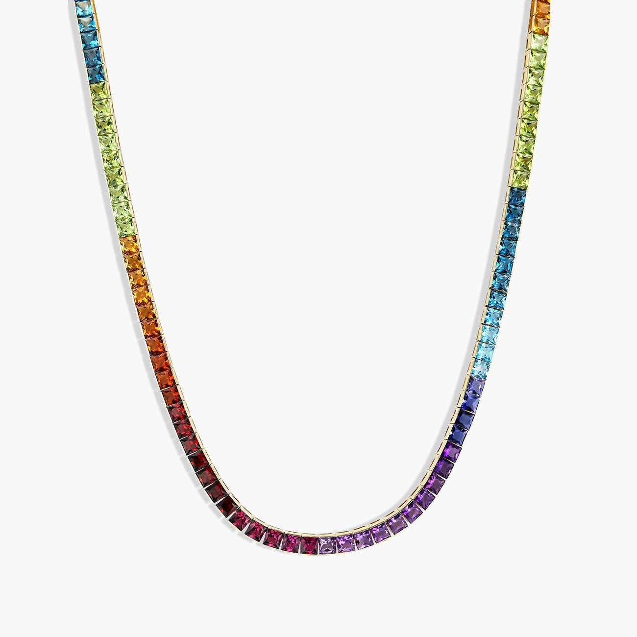 Bellarri Eternal Love Square Mixed Gemstone Rainbow Necklace